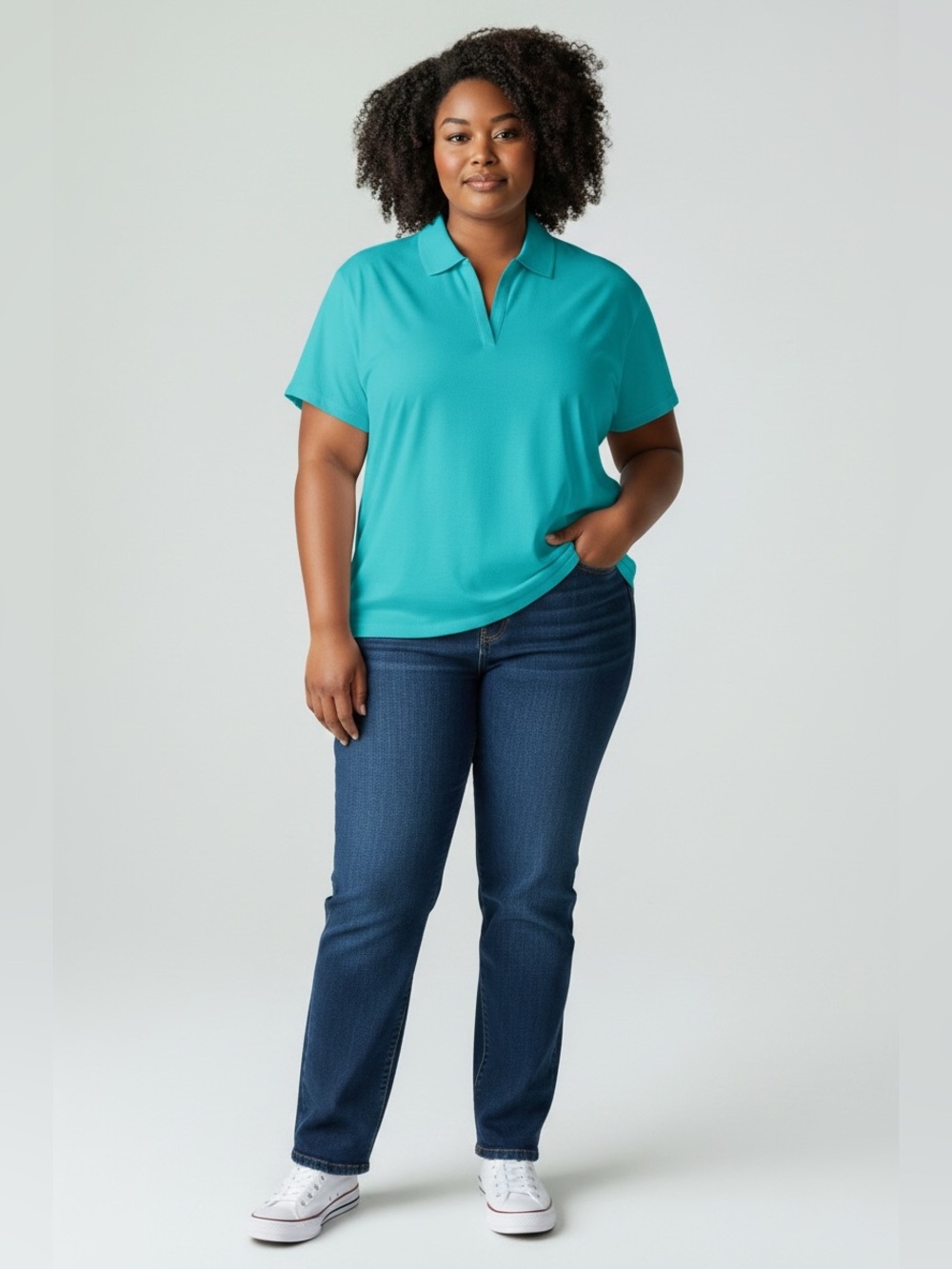 4X Riders Lee Women’s Teal Short Sleeve Polo Top V-Spit Front Comfort Casual Fun